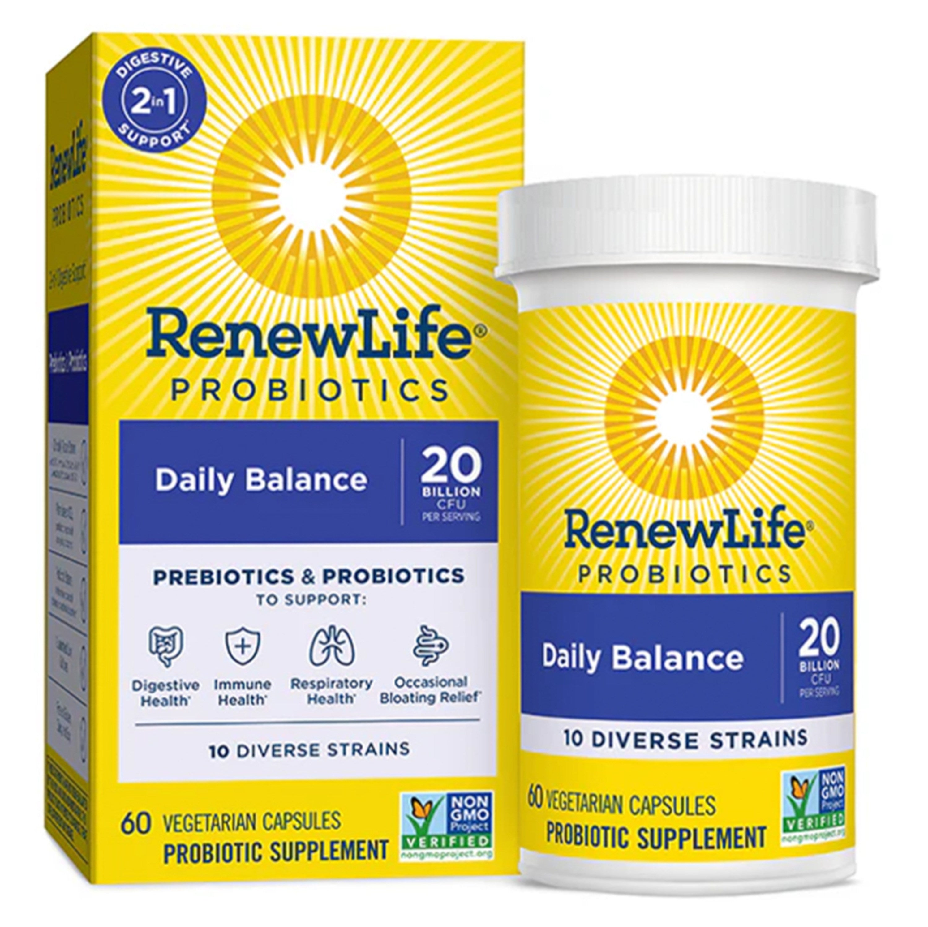 Daily Balance 2-in-1 Prebiotics & Probiotics, 60 Vegetarian Capsules